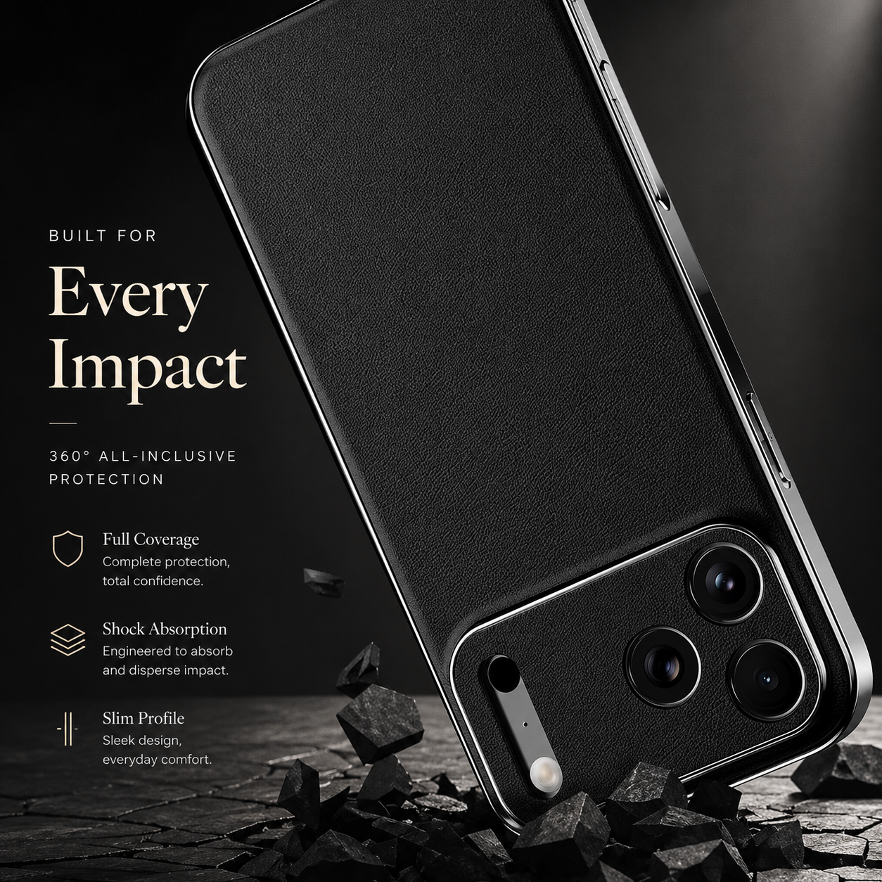 Premium iPhone Case Genuine Cowhide Leather Cover Shockproof Frame Full Camera Lens Protection Matte Slim Design