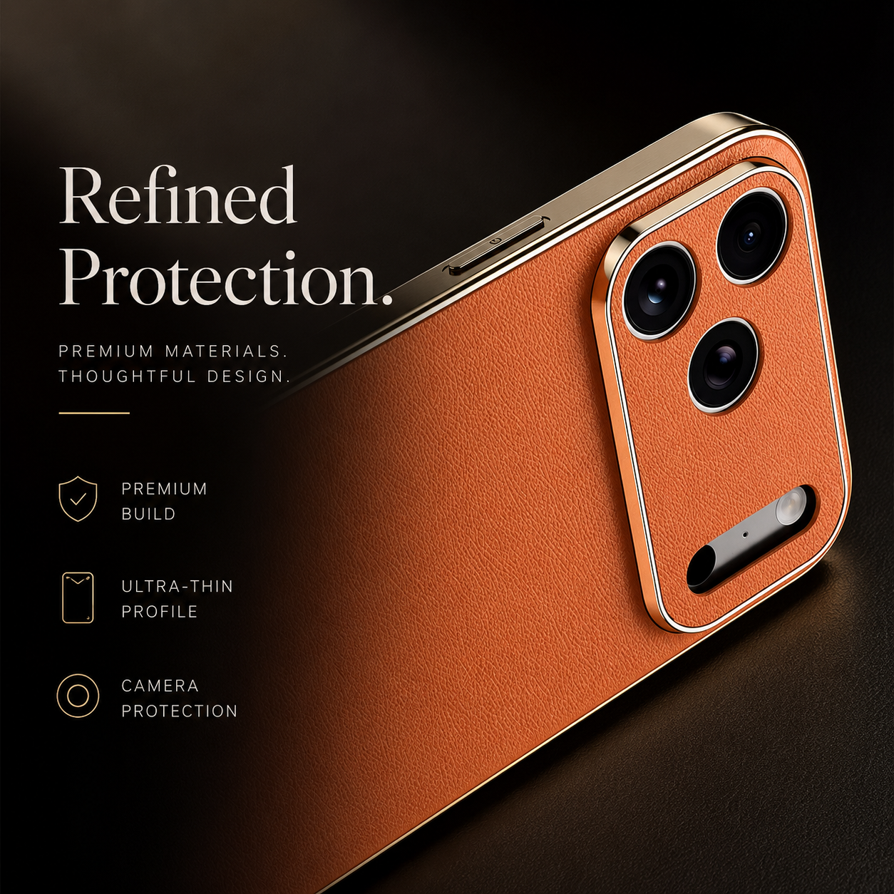 Premium iPhone Case Genuine Cowhide Leather Cover Shockproof Frame Full Camera Lens Protection Matte Slim Design