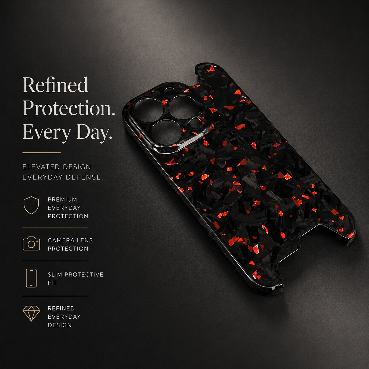 Premium iPhone Case Glossy Forged Carbon Fiber Cover Ultra Thin Shockproof Lightweight Half Wrapped Protection