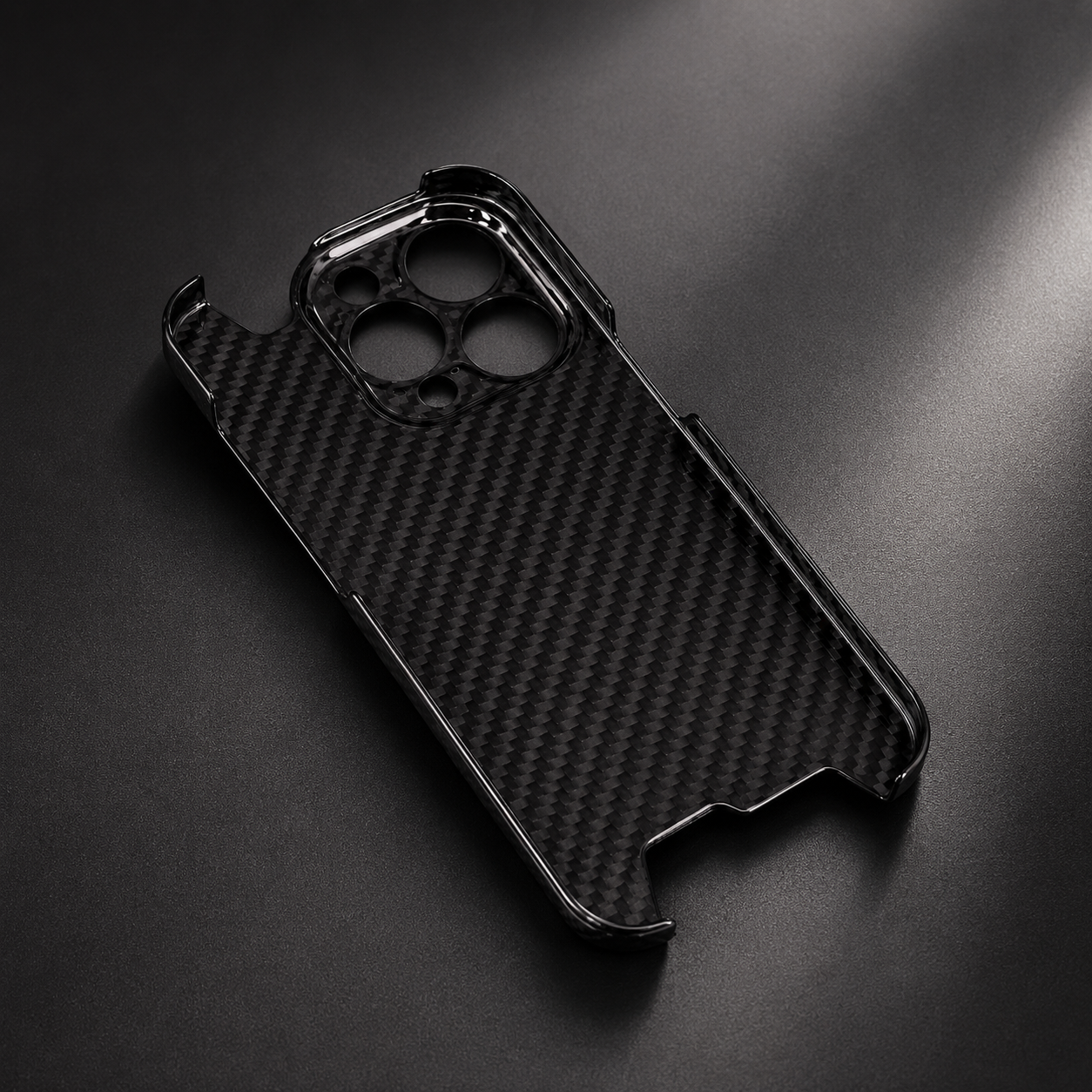 Premium iPhone Case Glossy Forged Carbon Fiber Cover Ultra Thin Shockproof Lightweight Half Wrapped Protection