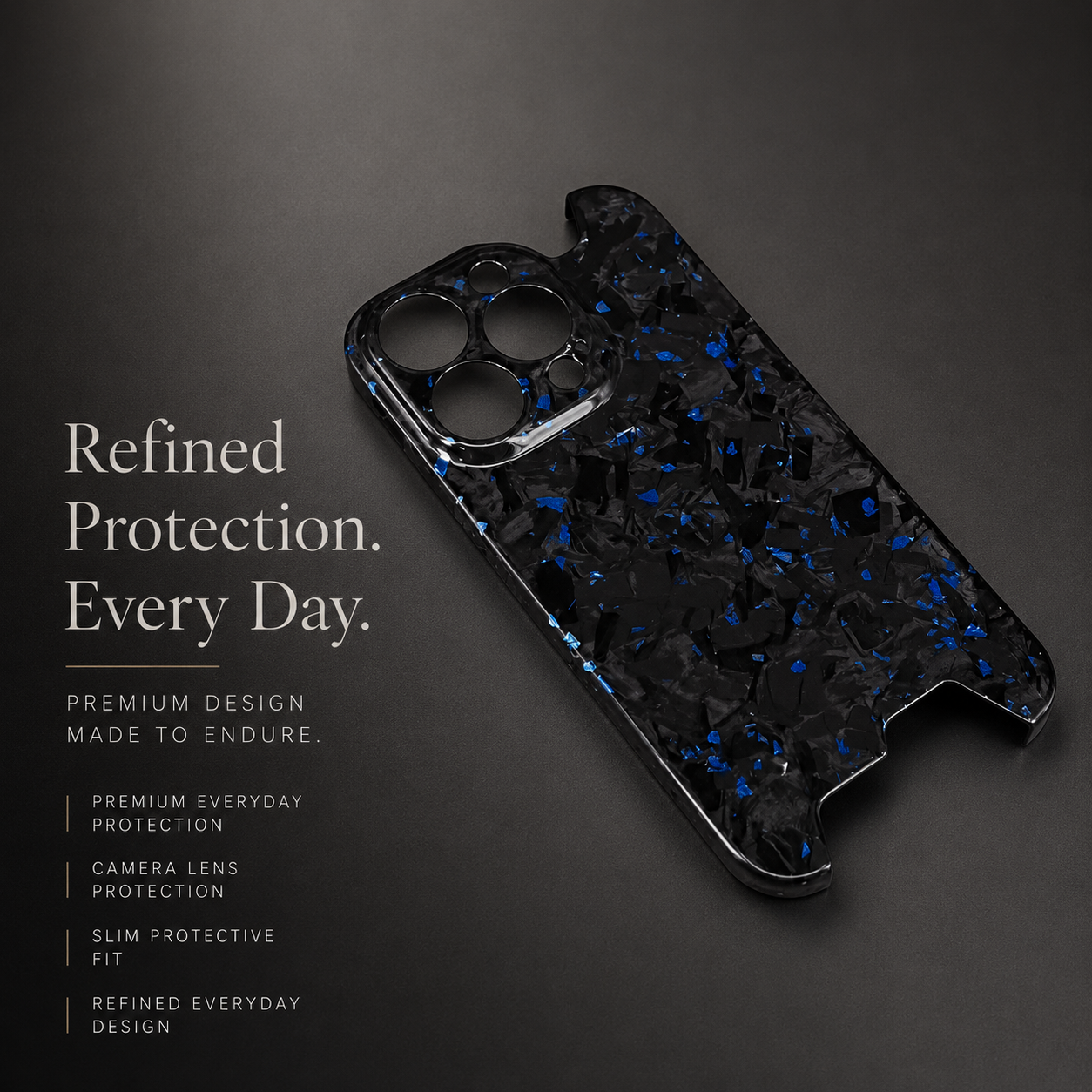 Premium iPhone Case Glossy Forged Carbon Fiber Ultra Thin Shockproof Lightweight Half Wrapped Protective Cover