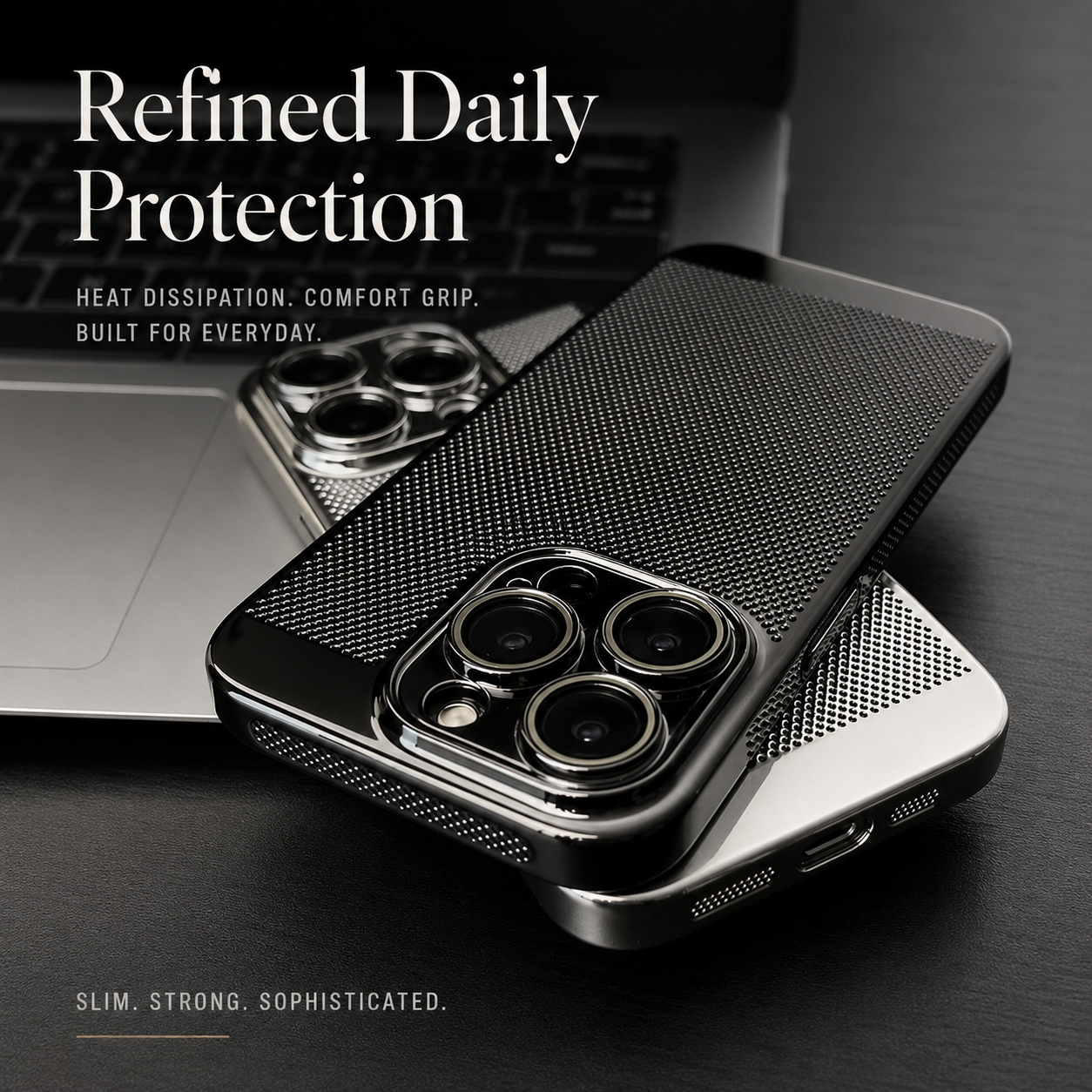 Premium iPhone Case Heat Dissipation Electroplated Hollow PC Cooling Cover Anti Fingerprint Anti Scratch Lightweight Non Slip Half Wrapped Protective Case