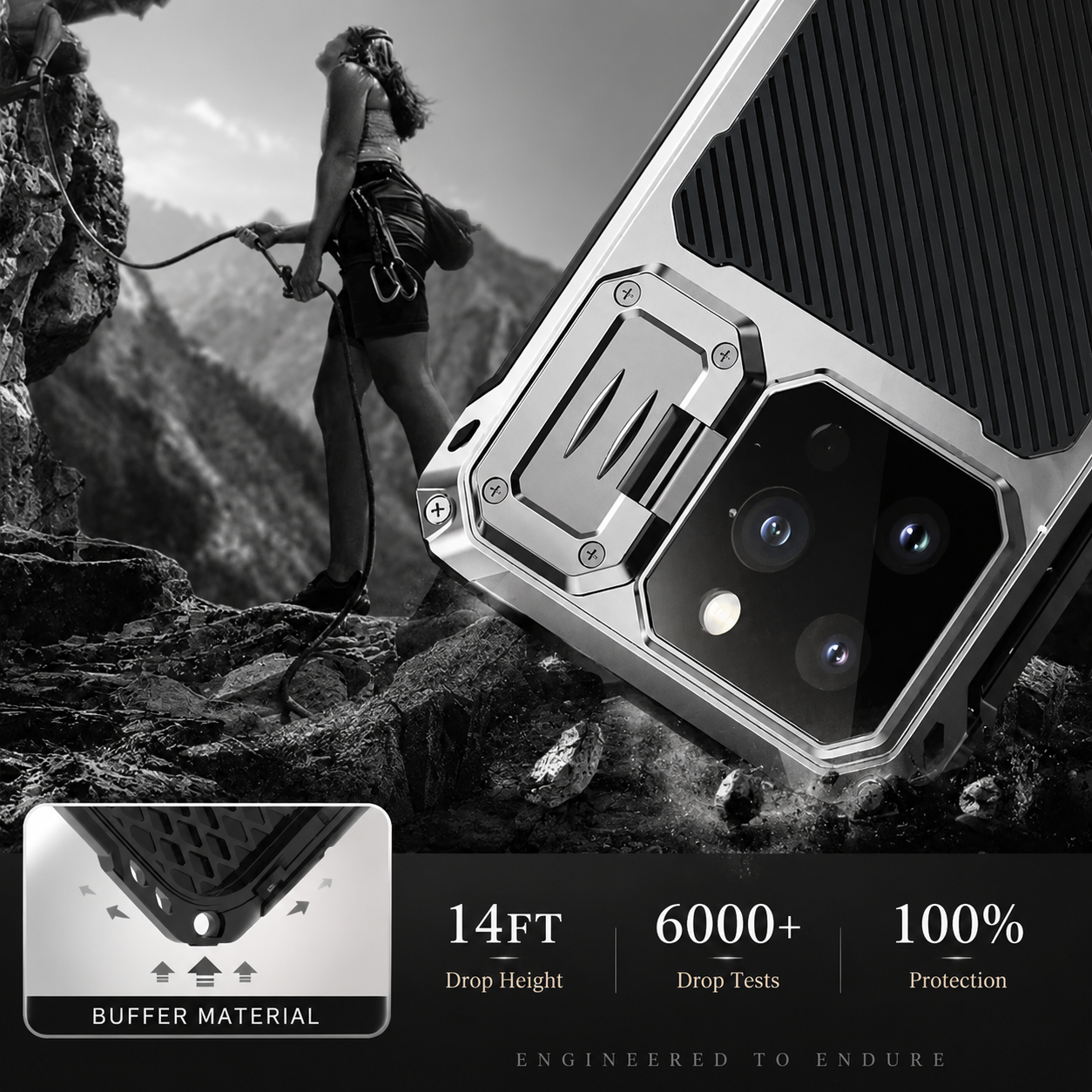 Premium iPhone Case Heavy Duty Metal MagSafe Cover Military Grade Shockproof Aluminum Bumper Camera Guard Kickstand Protective Case