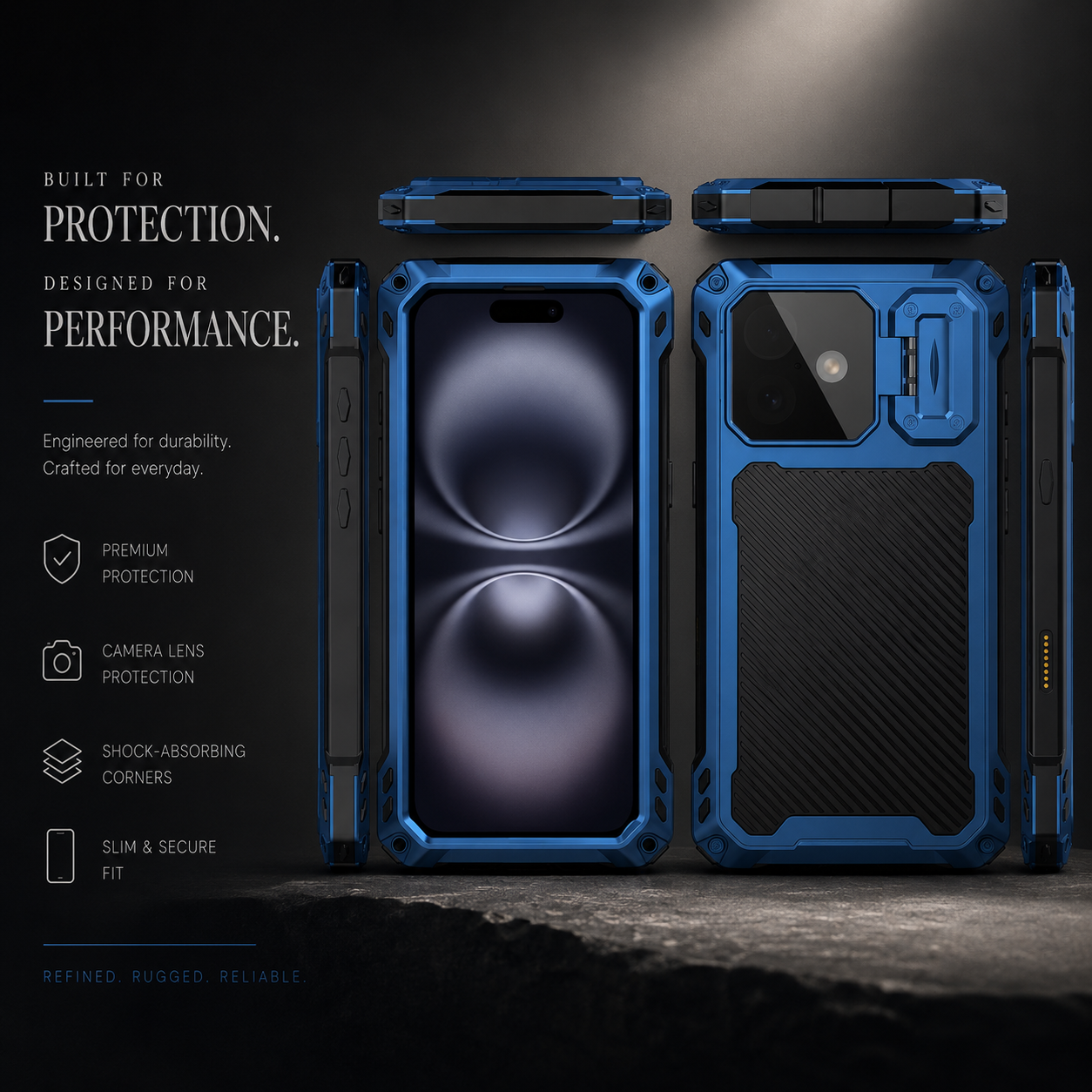 Premium iPhone Case Heavy Duty Metal MagSafe Cover Military Grade Shockproof Aluminum Bumper Camera Guard Kickstand Protective Case