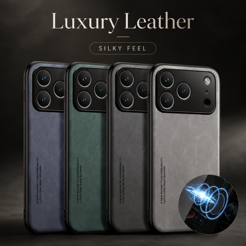 Premium iPhone Case Leather Magnetic Car Mount Cover TPU Protective Slim Anti Scratch Case