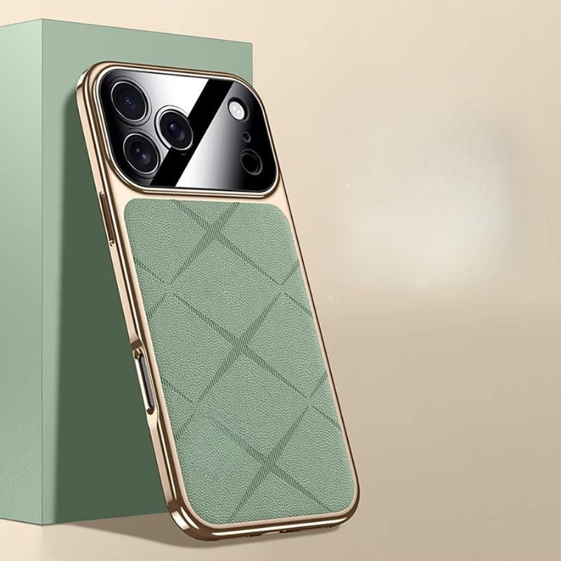 Premium iPhone Case Leather Plating Bumper Cover Shockproof Camera Protection Luxury Protective Case