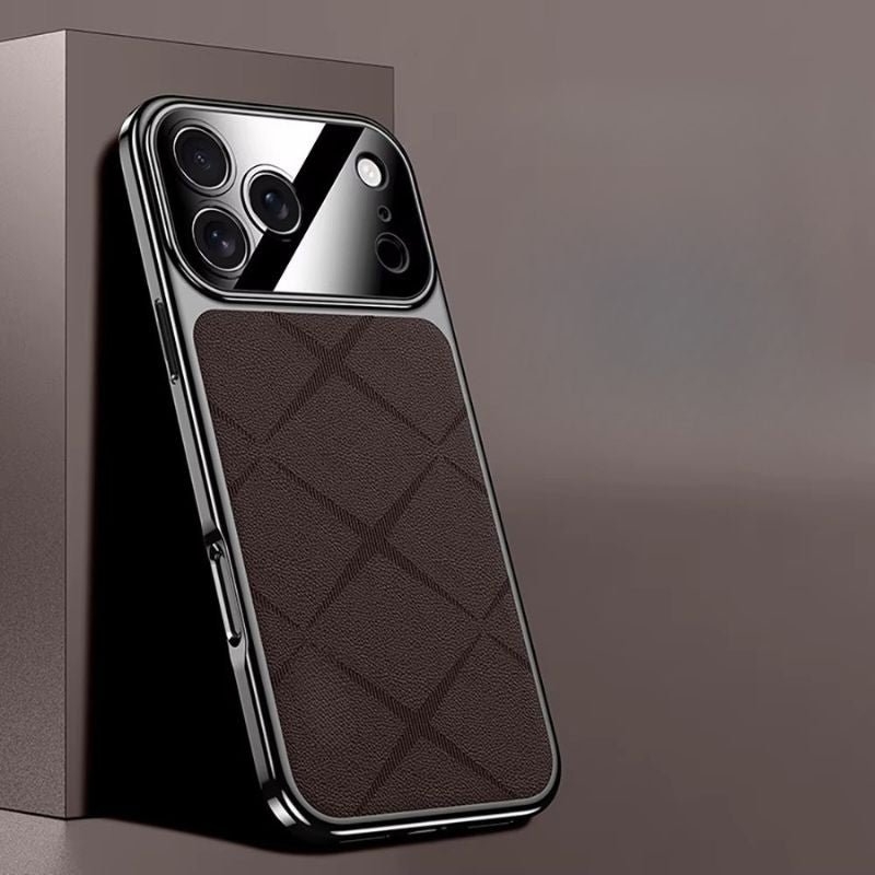Premium iPhone Case Leather Plating Bumper Cover Shockproof Camera Protection Luxury Protective Case