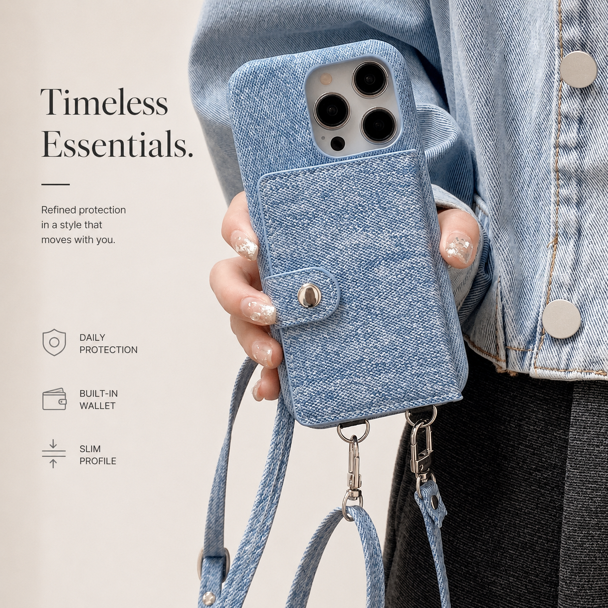 Premium iPhone Case Leather Wallet Crossbody Flip Cover PU Leather Card Pocket Shockproof Full Protection