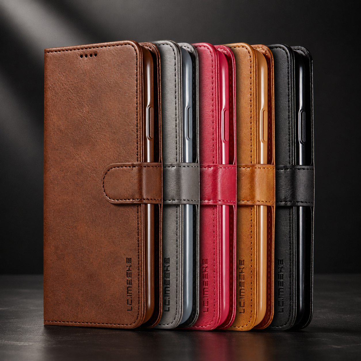 Premium iPhone Case Leather Wallet Flip Cover Card Slot Magnetic Closure Full Body Protection