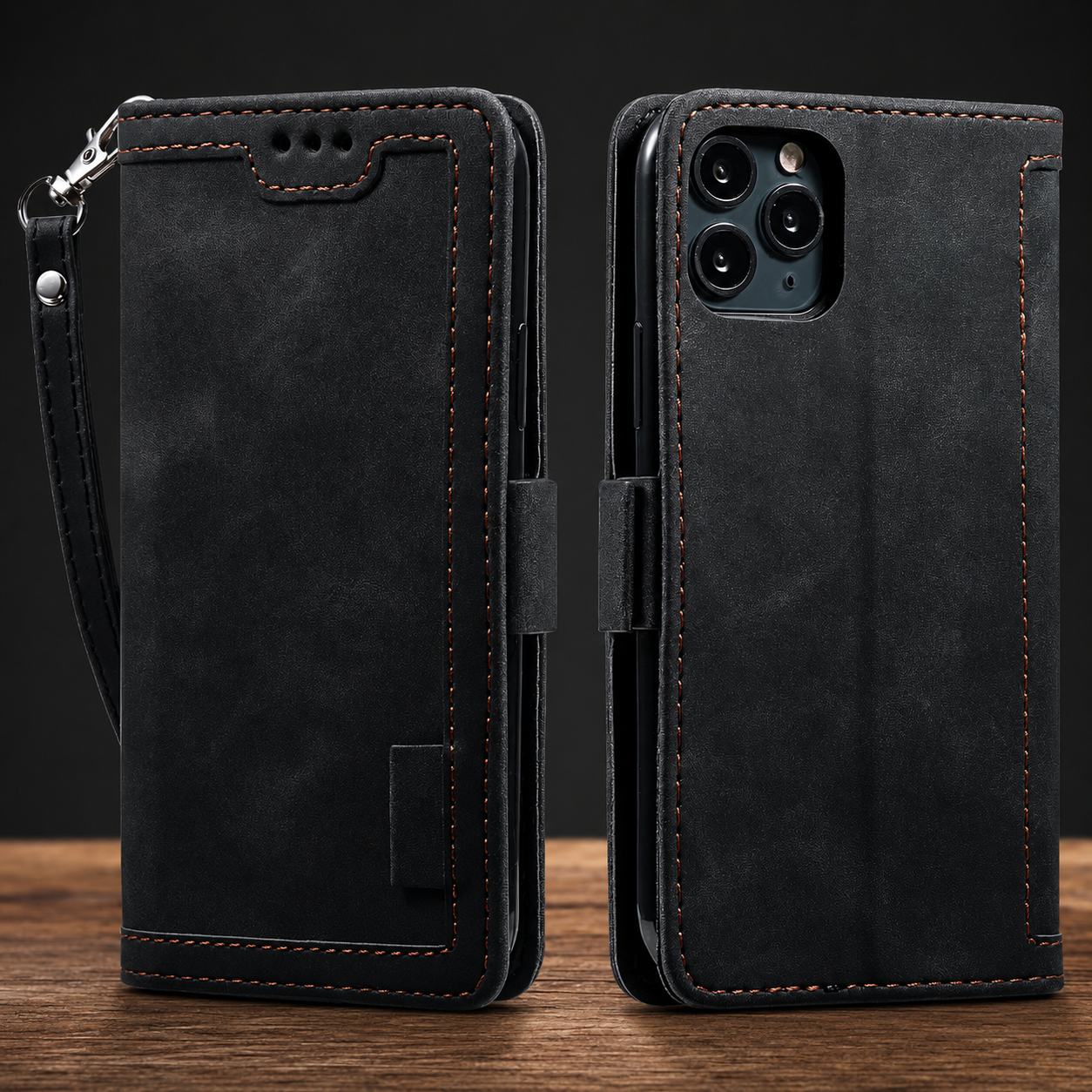 Premium iPhone Case Leather Wallet Flip Cover Card Slots Magnetic Closure Full Body Protection