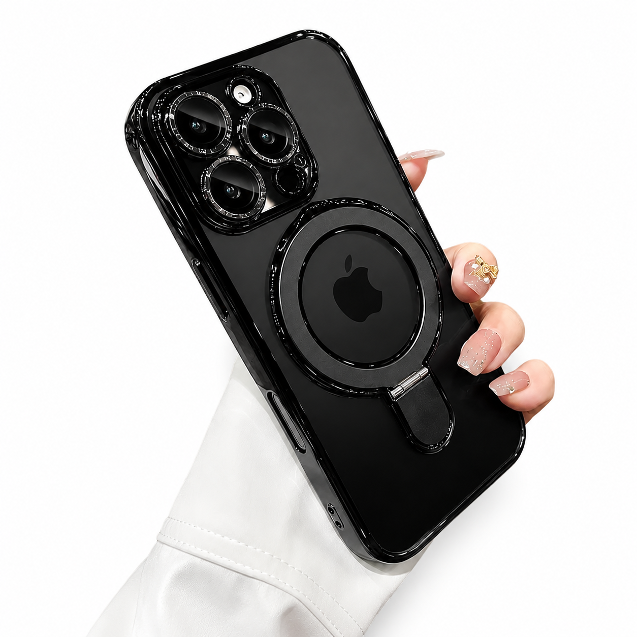 Premium iPhone Case MagSafe Clear Acrylic Cover Magnetic Stand Holder Shockproof Anti Fingerprint Lens Protection