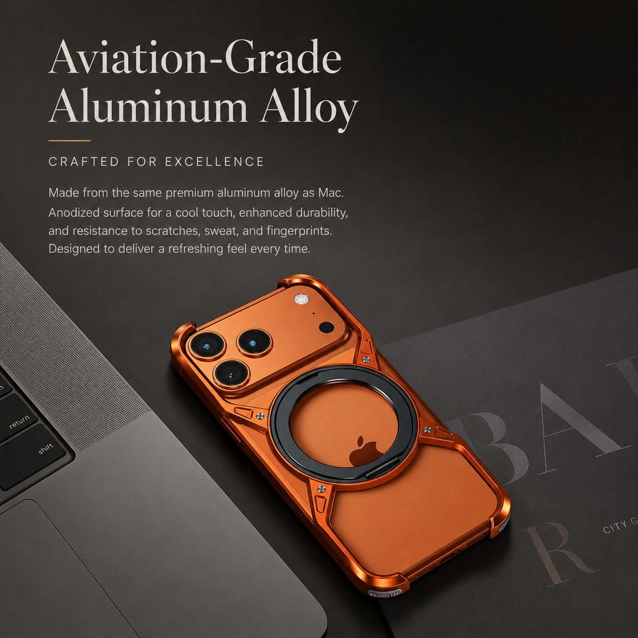 Premium iPhone Case MagSafe Compatible Aluminum Alloy Bumper Cover 360° Rotating Ring Stand Shockproof Camera Lens Protection