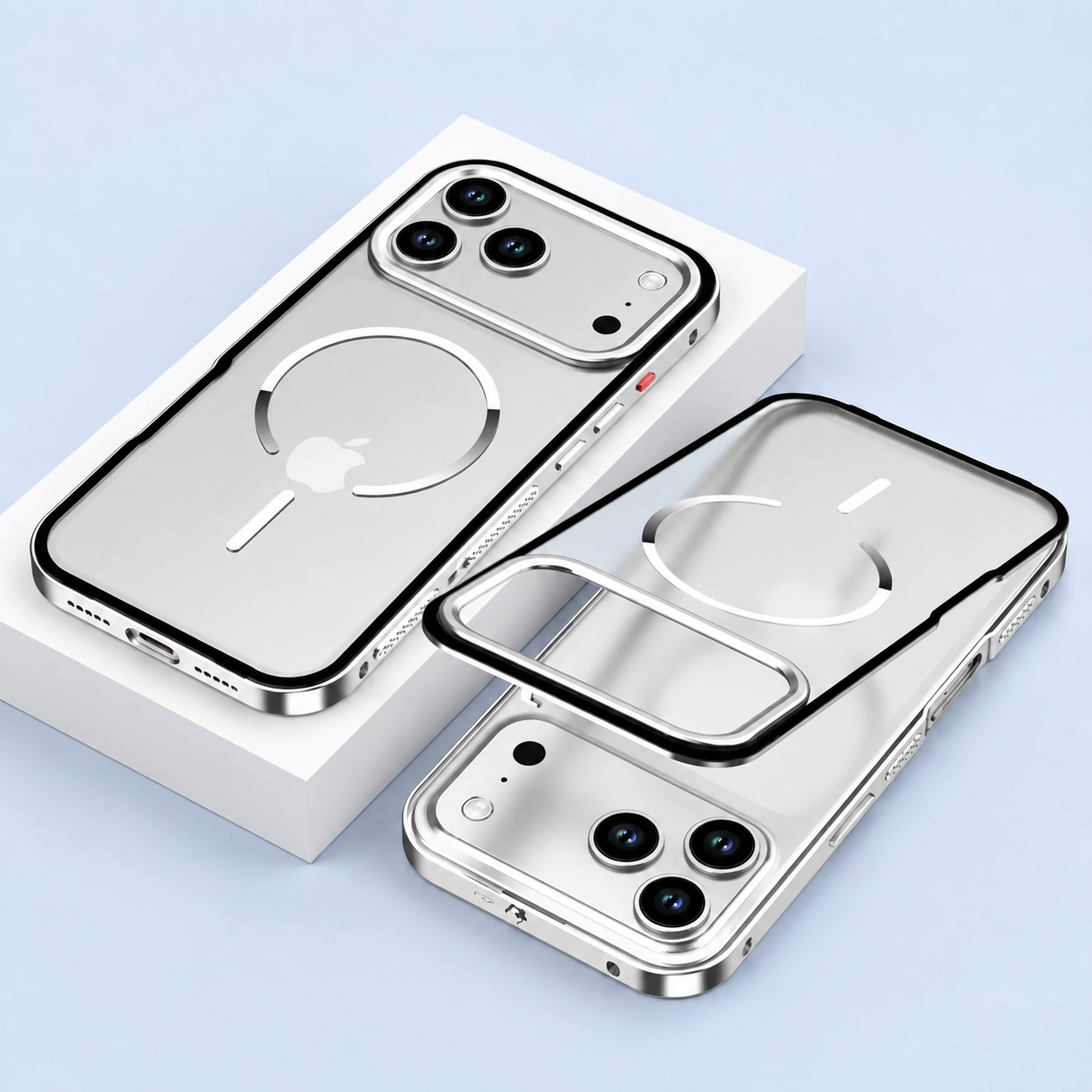 Premium iPhone Case MagSafe Compatible Aluminum Alloy Frame Cover Frosted Matte Camera Lens Protection Slim Protective Design