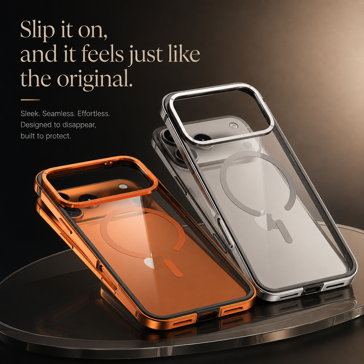 Premium iPhone Case MagSafe Compatible Aluminum Alloy Frame Cover Transparent Back Shockproof Camera Lens Protection