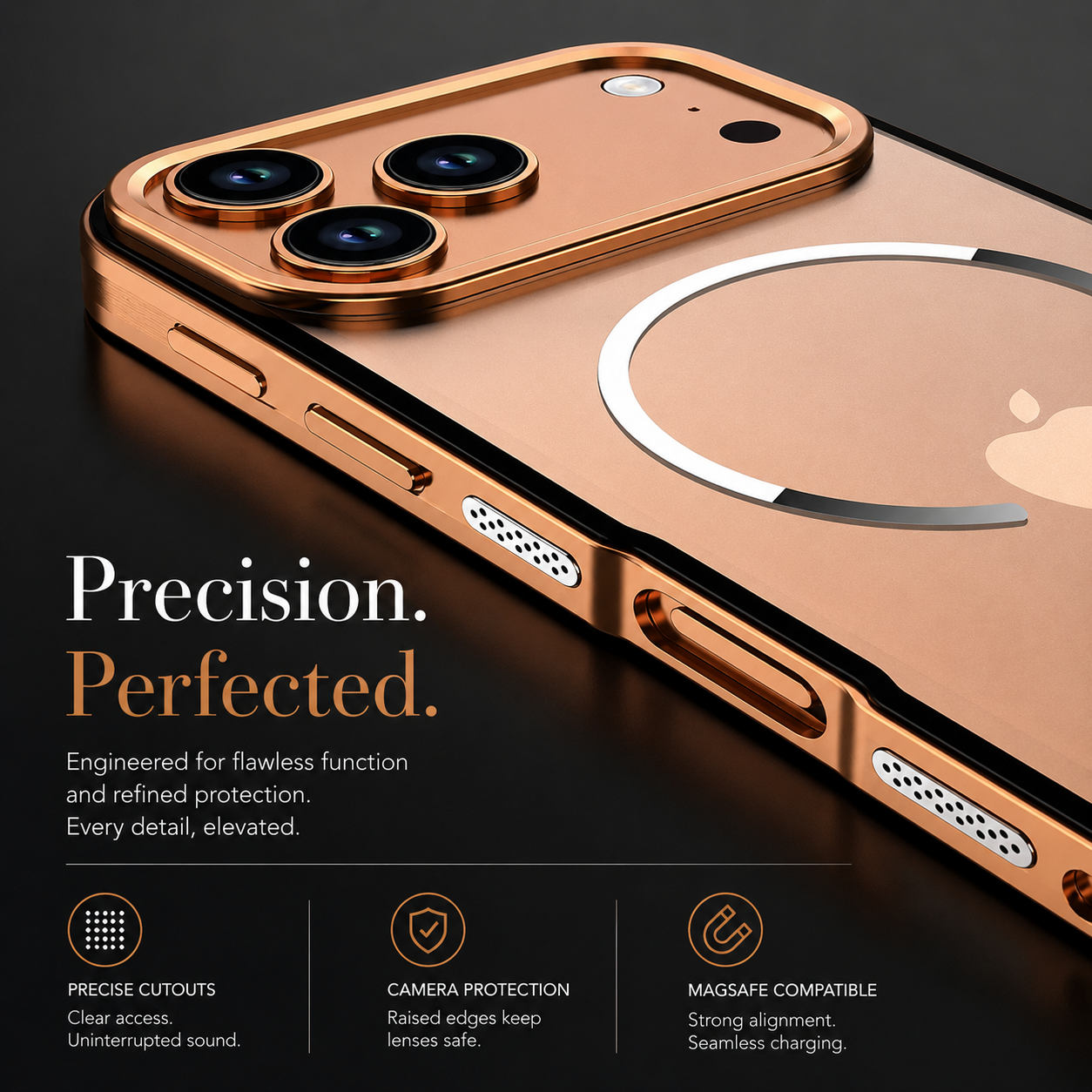 Premium iPhone Case MagSafe Compatible Aluminum Alloy Frosted Backplate Full Protection