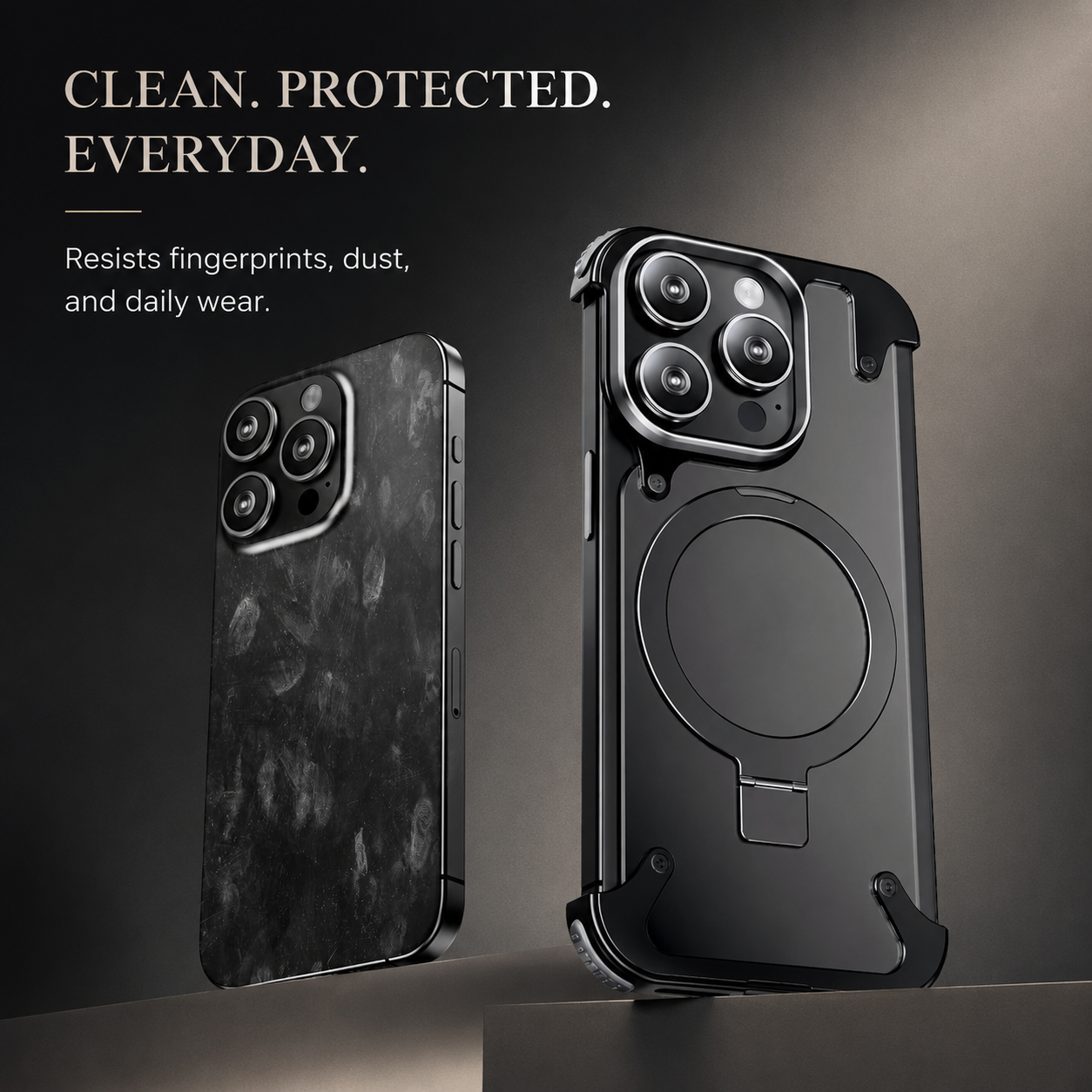 Premium iPhone Case MagSafe Compatible Aluminum Frame Cover Built-In Stand Ultra Thin Protection