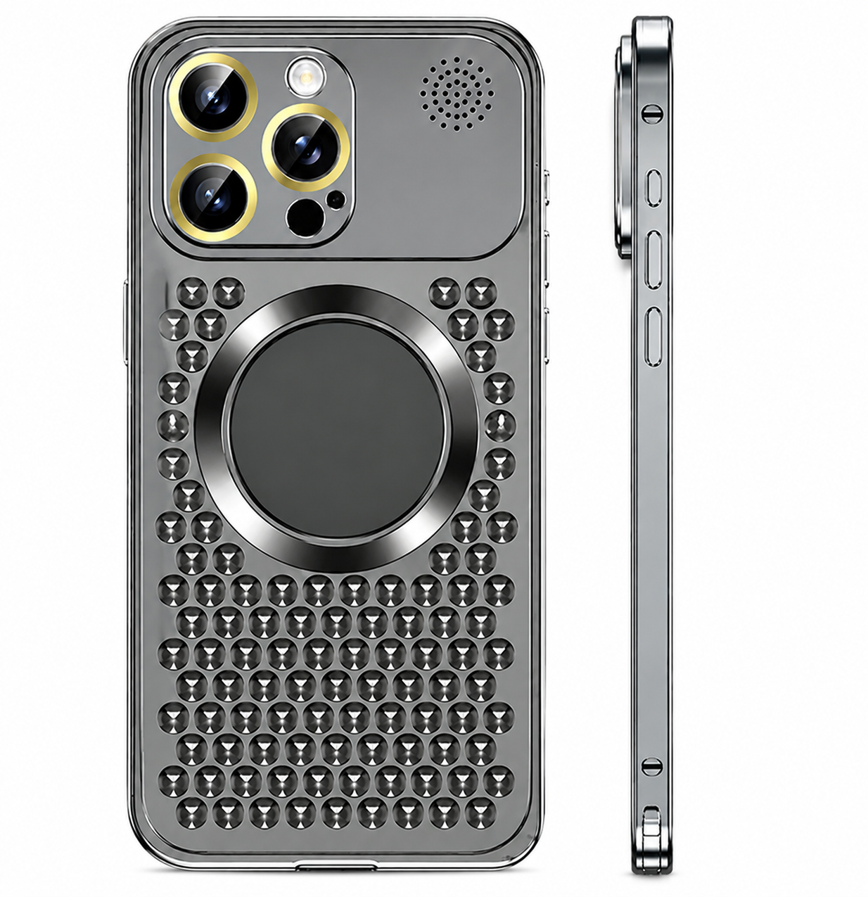 Premium iPhone Case MagSafe Compatible Aluminum Frame Cover Heat Dissipation Shockproof Slim Design