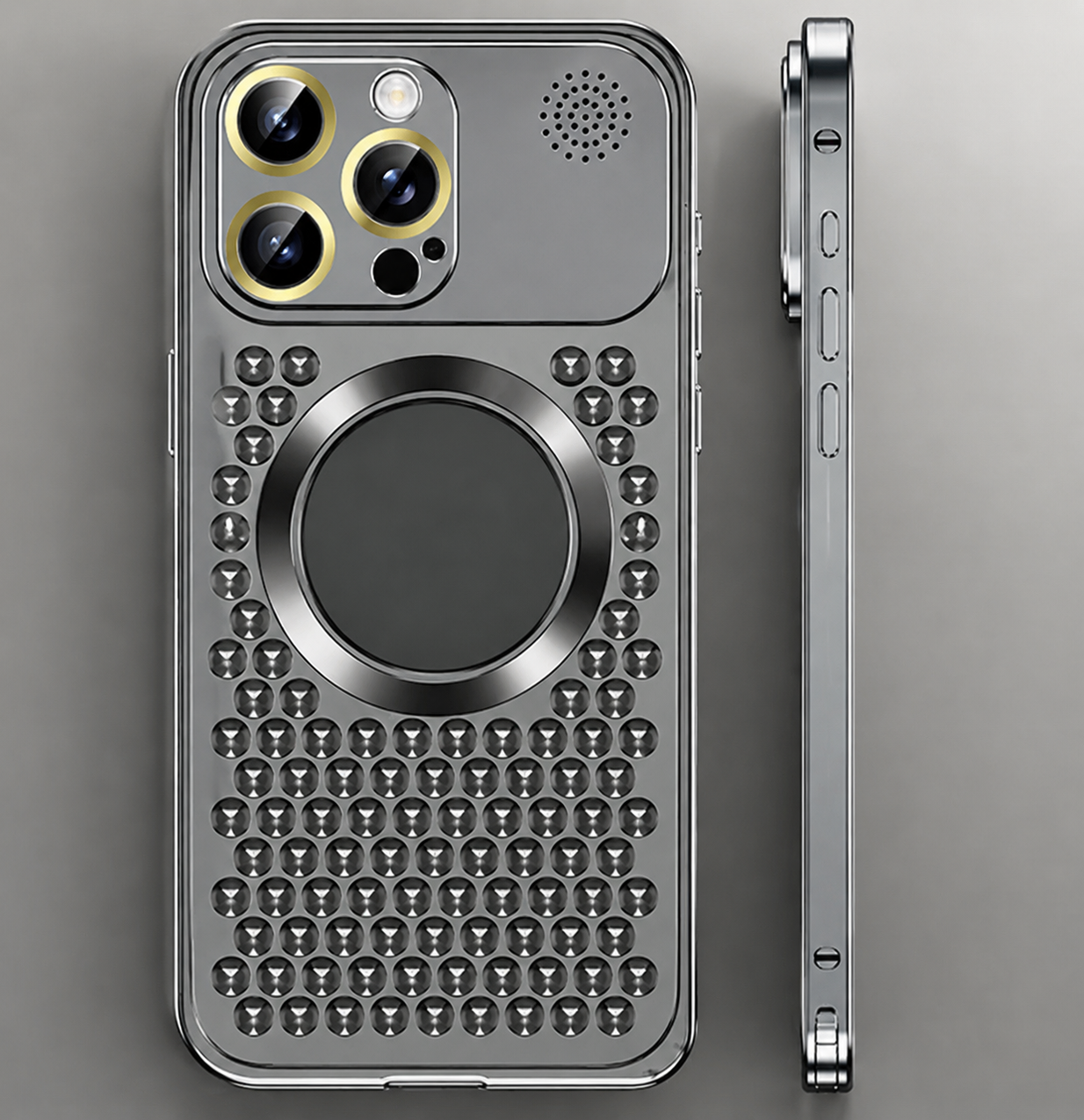Premium iPhone Case MagSafe Compatible Aluminum Frame Cover Heat Dissipation Shockproof Slim Design