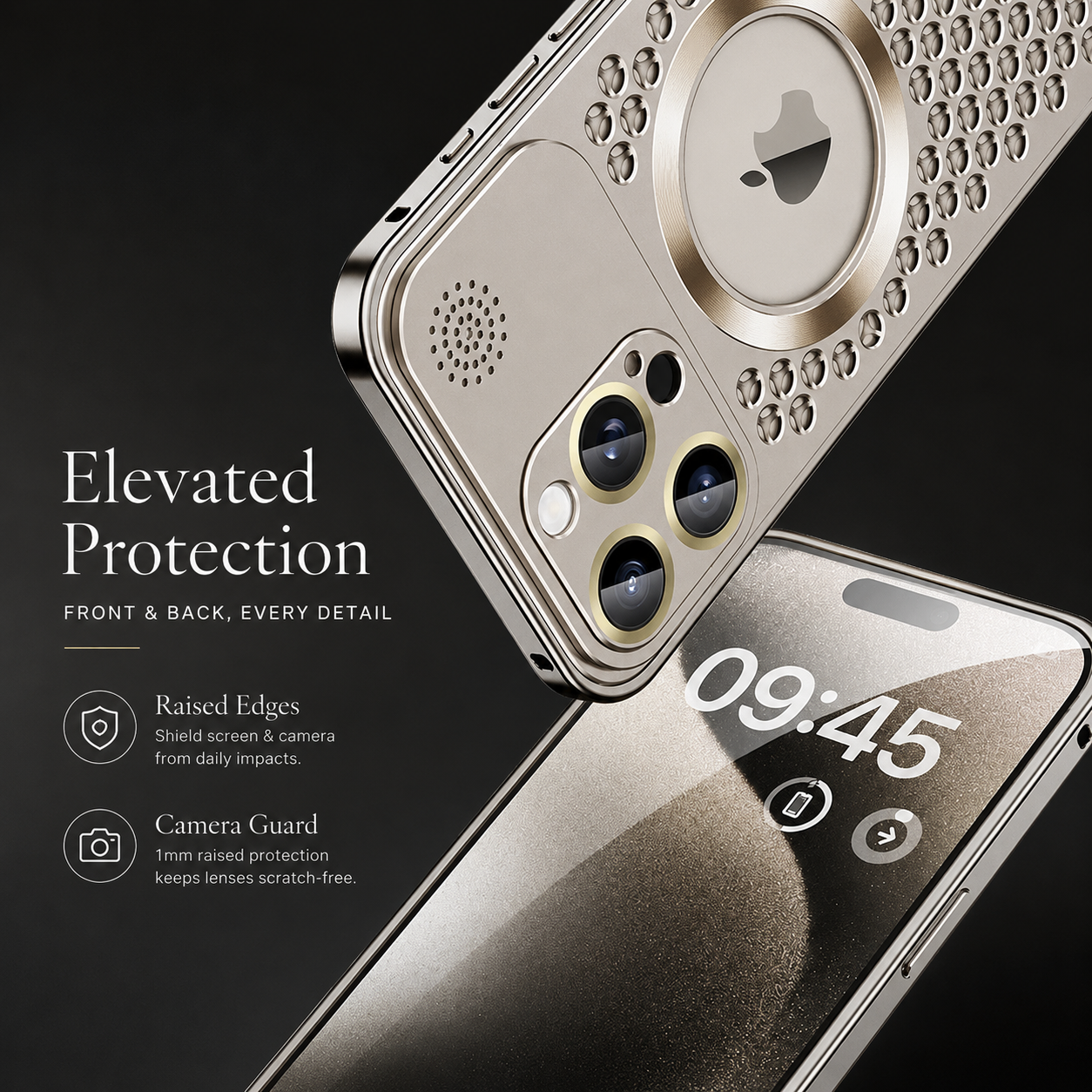 Premium iPhone Case MagSafe Compatible Aluminum Frame Cover Heat Dissipation Shockproof Slim Design