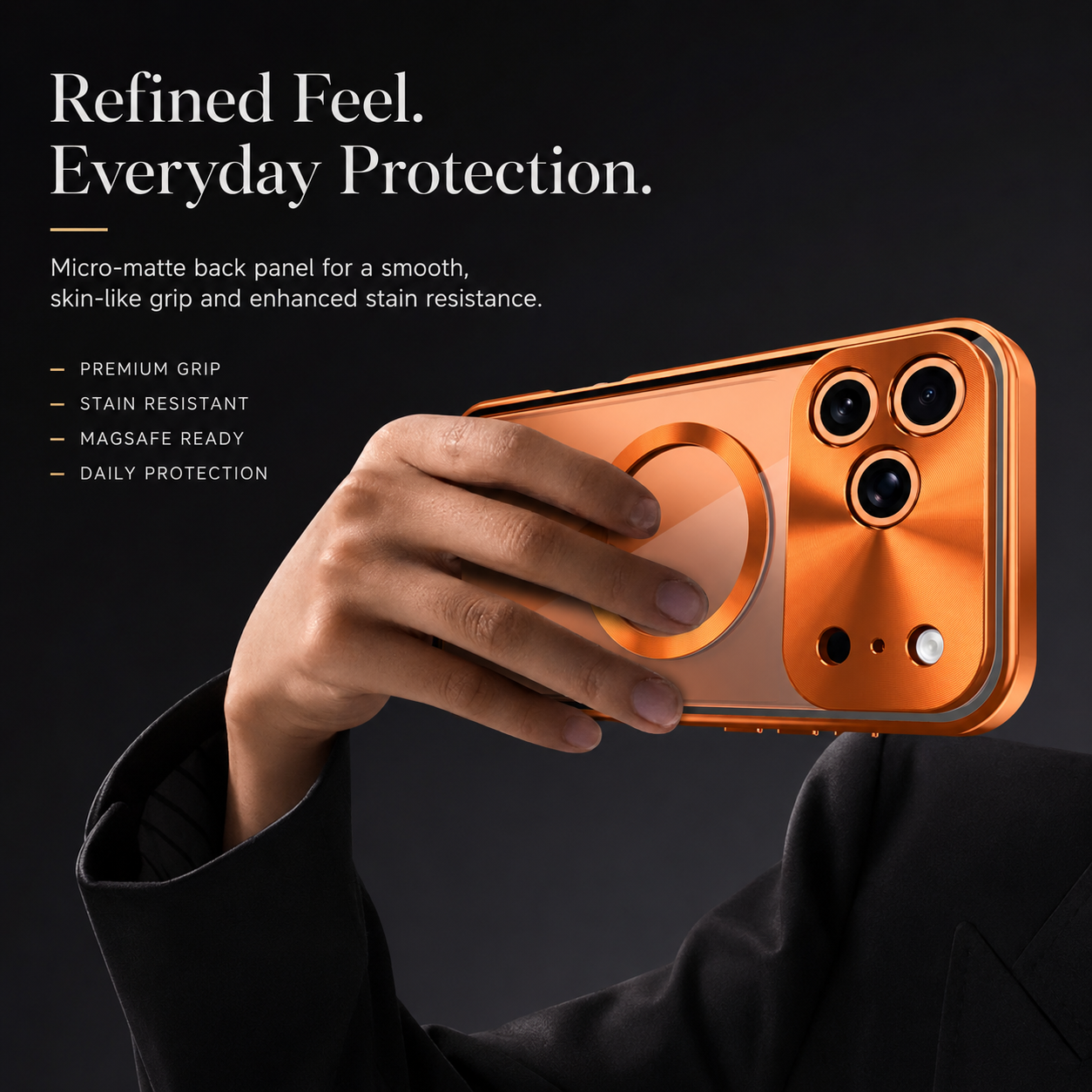 Premium iPhone Case MagSafe Compatible Aluminum Frame Cover Privacy Screen Protector Clear Back Shockproof Camera Lens Protection