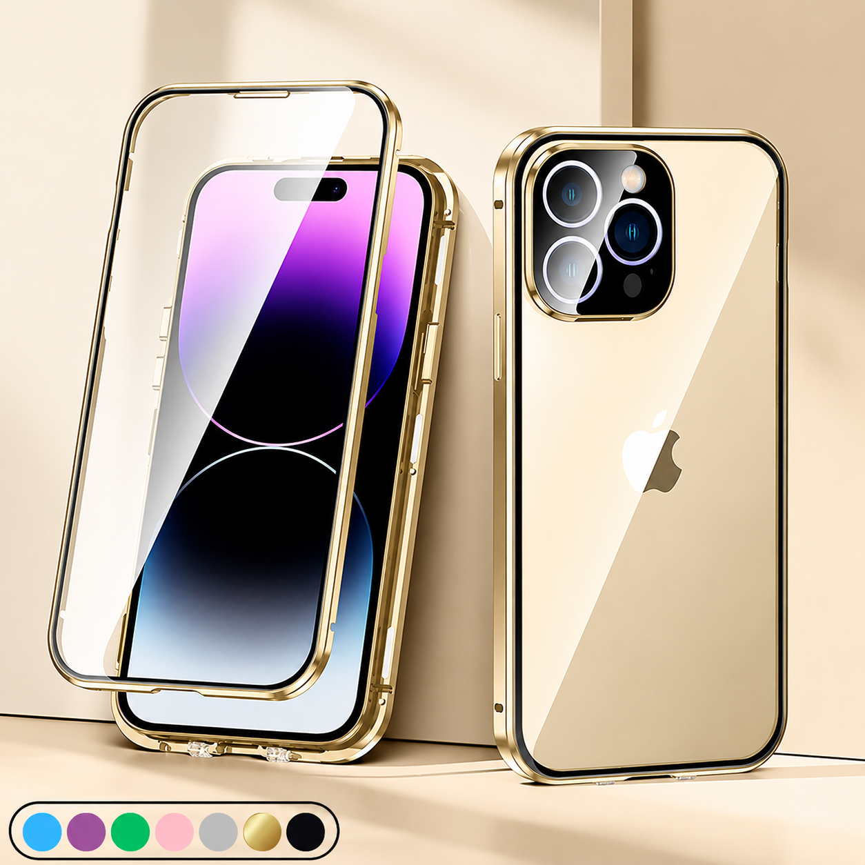 Premium iPhone Case MagSafe Compatible Aluminum Frame Tempered Glass Cover Full Protection
