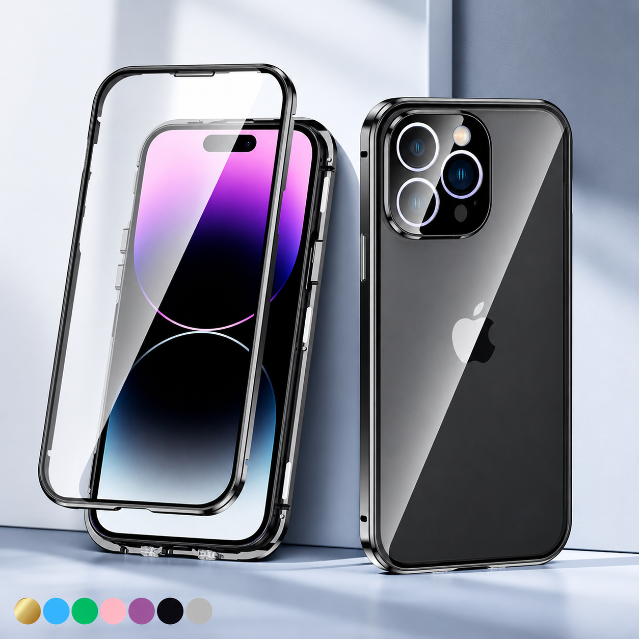 Premium iPhone Case MagSafe Compatible Aluminum Frame Tempered Glass Cover Full Protection