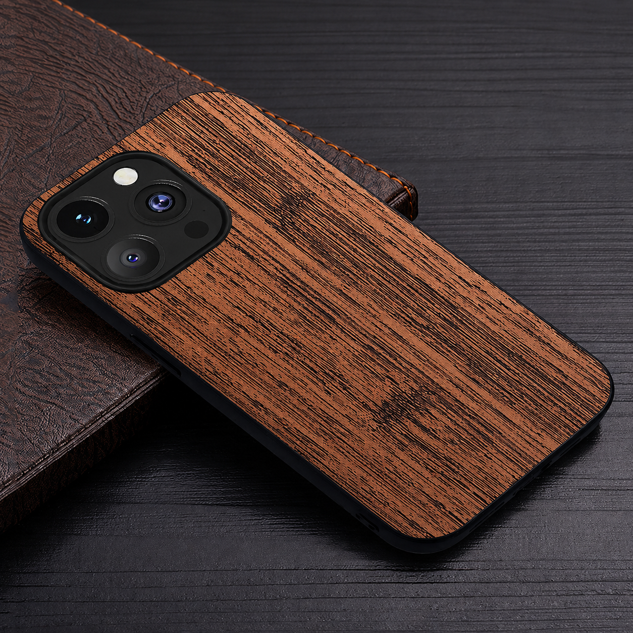 Premium iPhone Case MagSafe Compatible Bamboo Wood Leather Texture Cover Shockproof Slim Protection