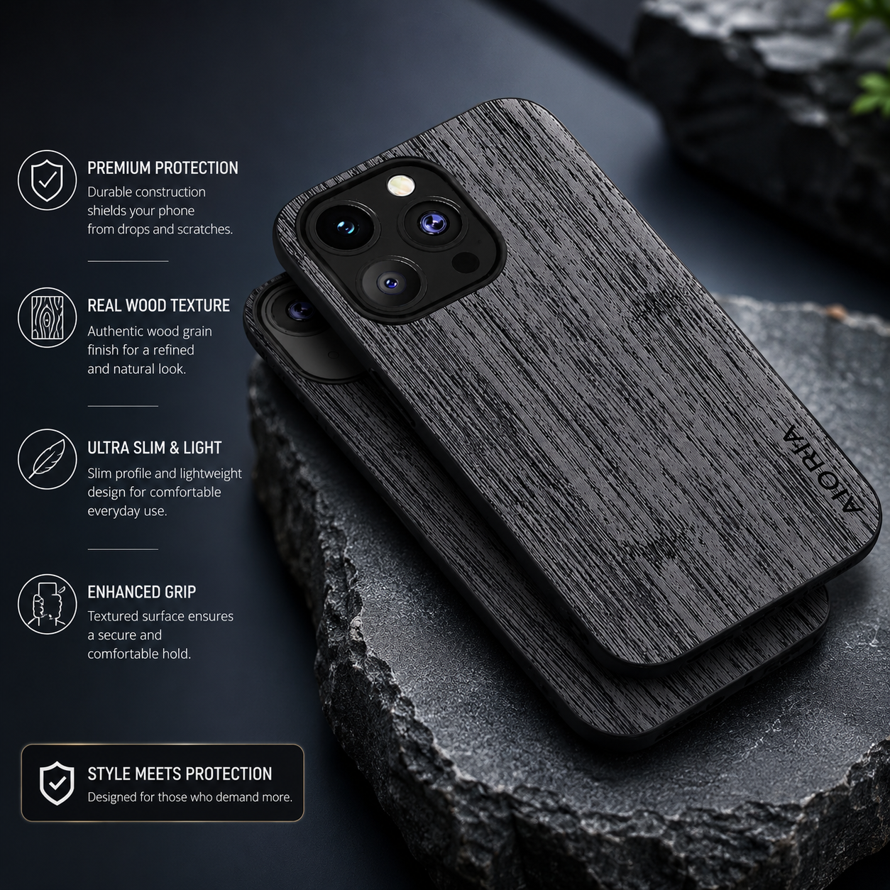 Premium iPhone Case MagSafe Compatible Bamboo Wood Leather Texture Cover Shockproof Slim Protection