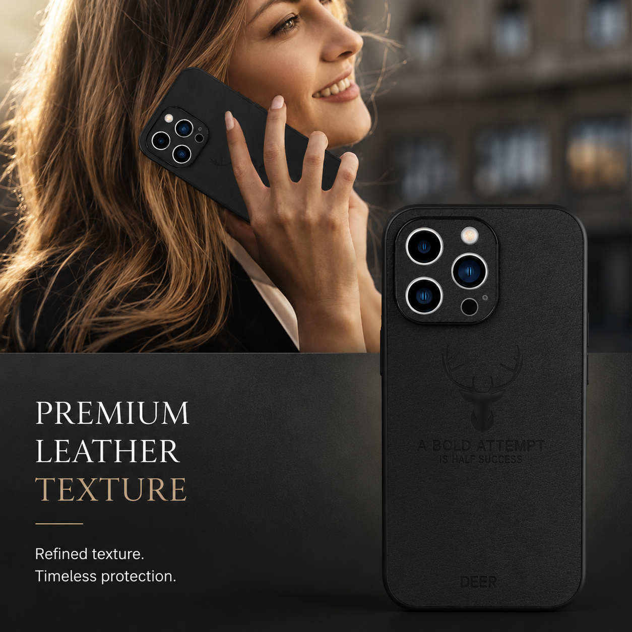Premium iPhone Case MagSafe Compatible Canvas Texture Deer Cover Shockproof Slim Protection