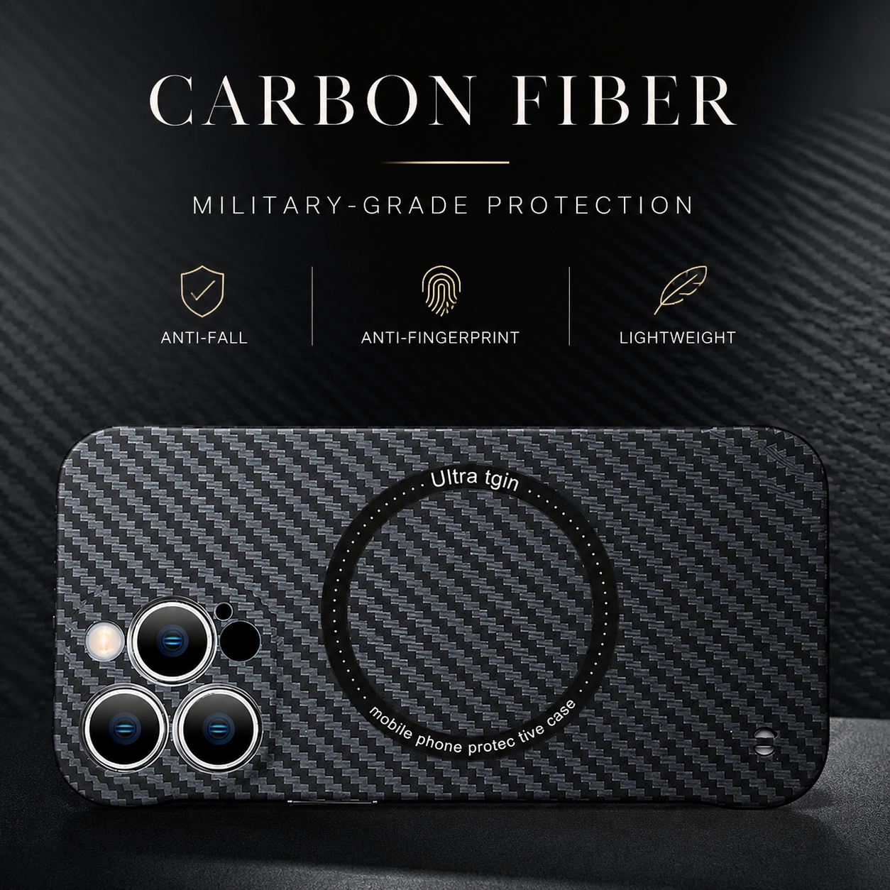 Premium iPhone Case MagSafe Compatible Carbon Fiber Magnetic Cover Shockproof Slim Lightweight Design