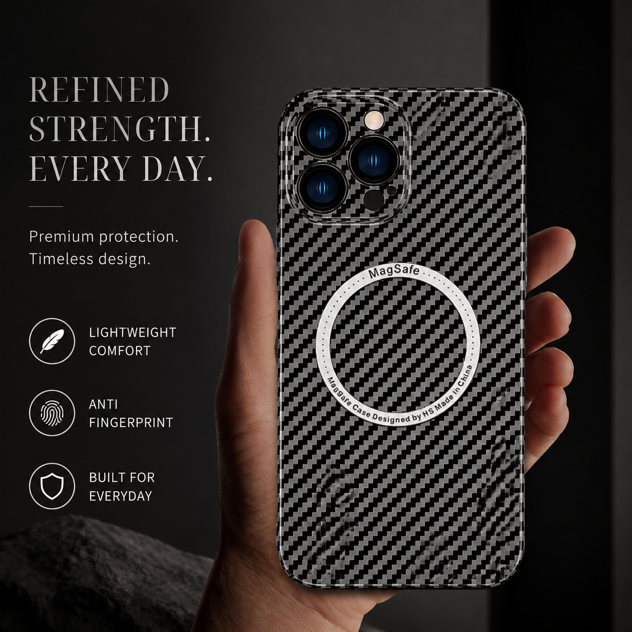 Premium iPhone Case MagSafe Compatible Carbon Fiber Magnetic Cover Shockproof Slim Lightweight Design
