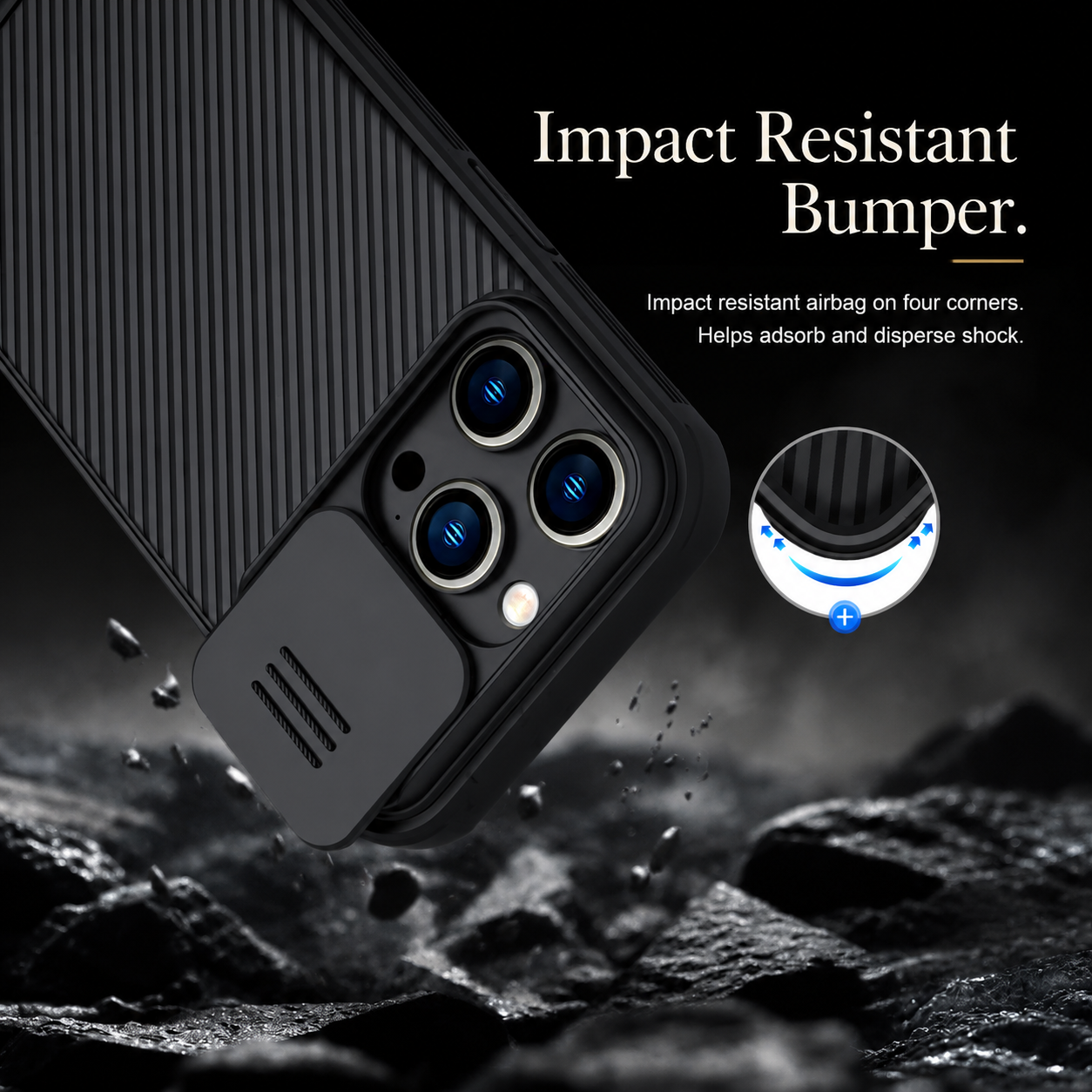 Premium iPhone Case MagSafe Compatible Carbon Fiber Texture Cover Sliding Camera Protection