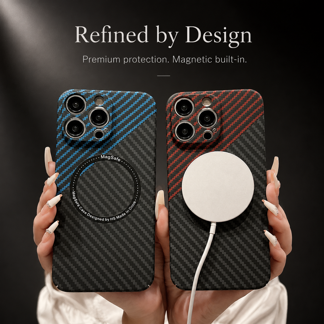 Premium iPhone Case MagSafe Compatible Carbon Fiber Texture Cover Ultra Thin Shockproof Protection