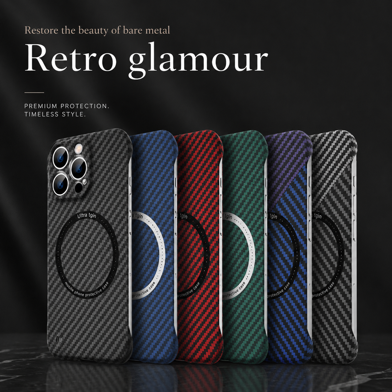 Premium iPhone Case MagSafe Compatible Carbon Fiber Texture Cover Ultra Thin Shockproof Protection