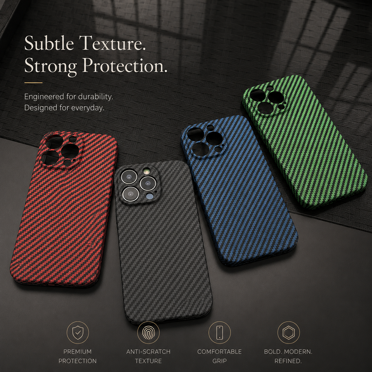 Premium iPhone Case MagSafe Compatible Carbon Fiber Texture Matte Cover Slim Protection