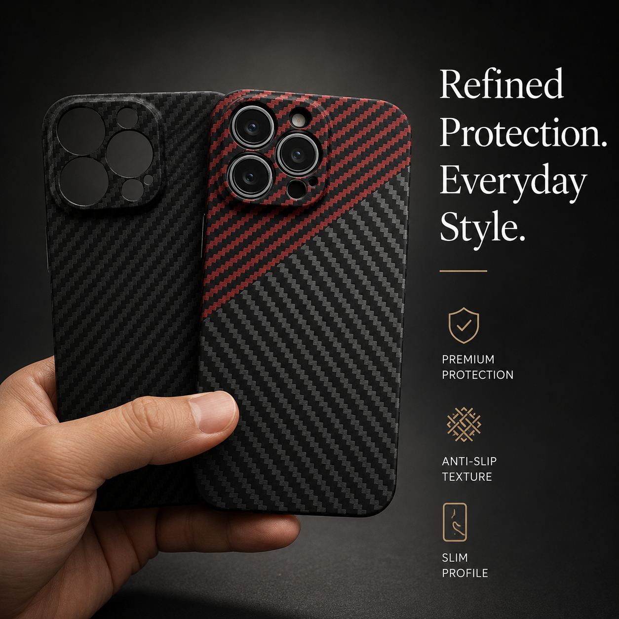 Premium iPhone Case MagSafe Compatible Carbon Fiber Texture Matte Cover Slim Protection