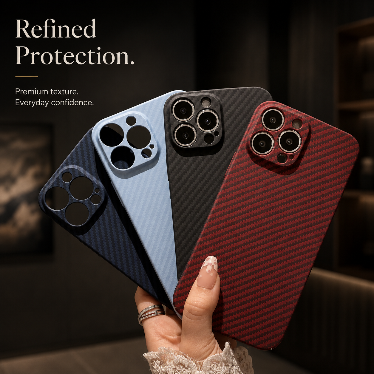 Premium iPhone Case MagSafe Compatible Carbon Fiber Texture Matte Cover Slim Protection