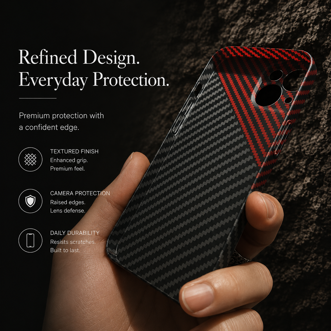 Premium iPhone Case MagSafe Compatible Carbon Fiber Texture Matte Cover Slim Protection