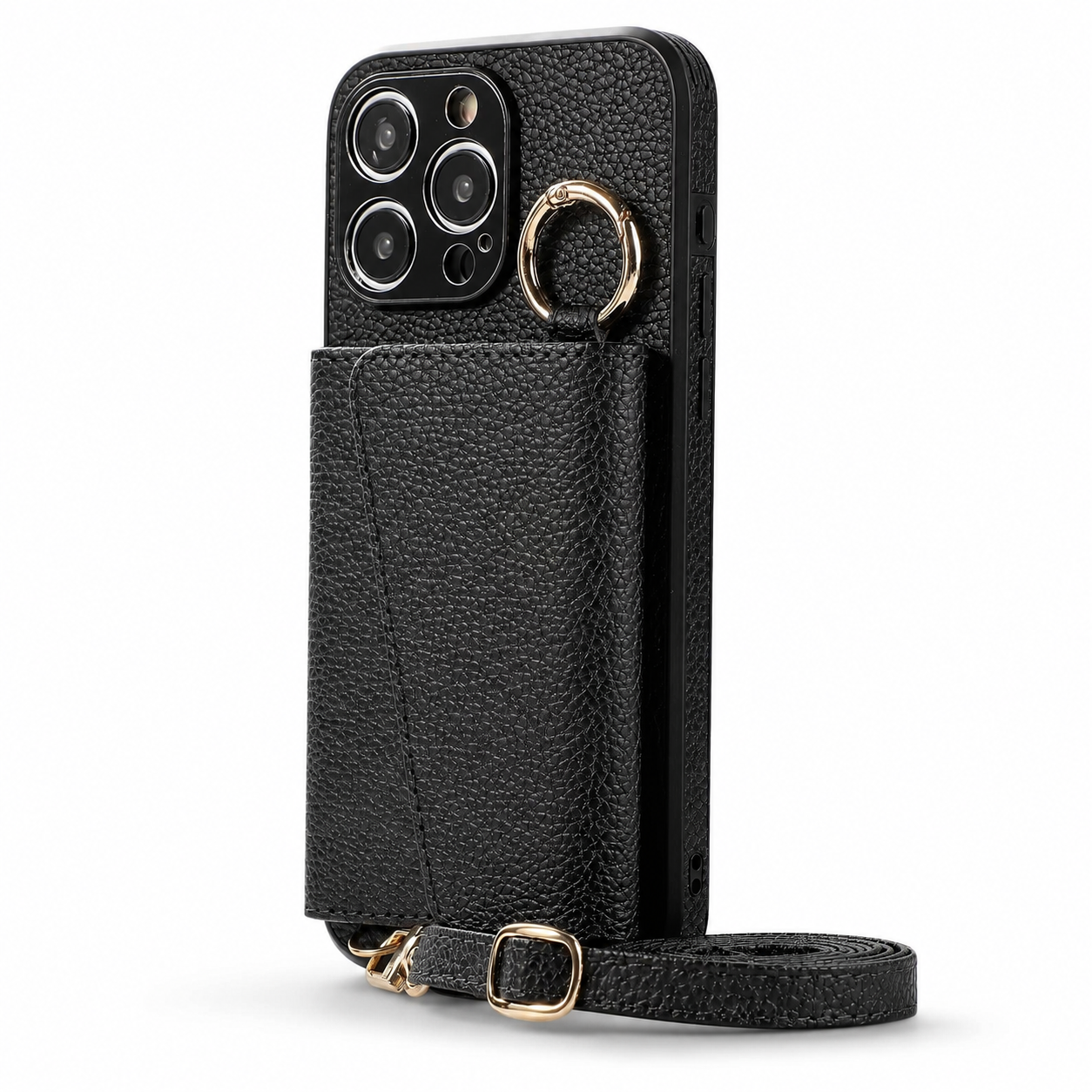 Premium iPhone Case MagSafe Compatible Crossbody Wallet Cover PU Leather Card Slots Ring Holder Full Protection