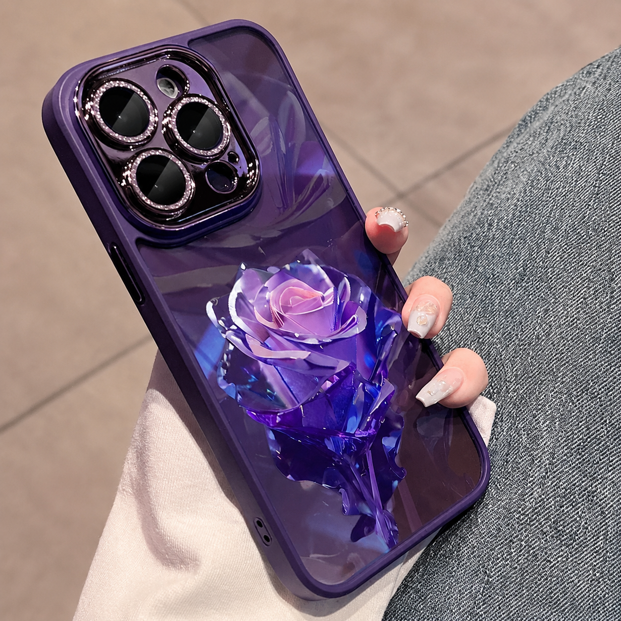 Premium iPhone Case MagSafe Compatible Crystal Rose Diamond Cover Shockproof Slim Protection