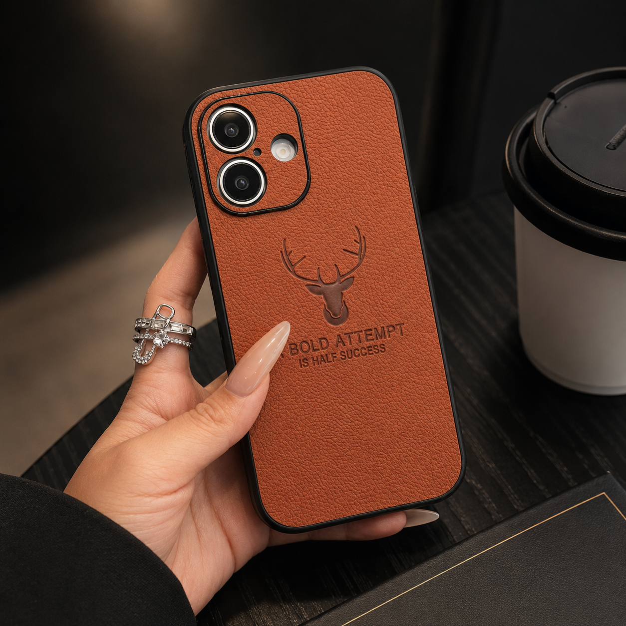 Premium iPhone Case MagSafe Compatible Deer Leather Texture Cover Ultra Thin Protection