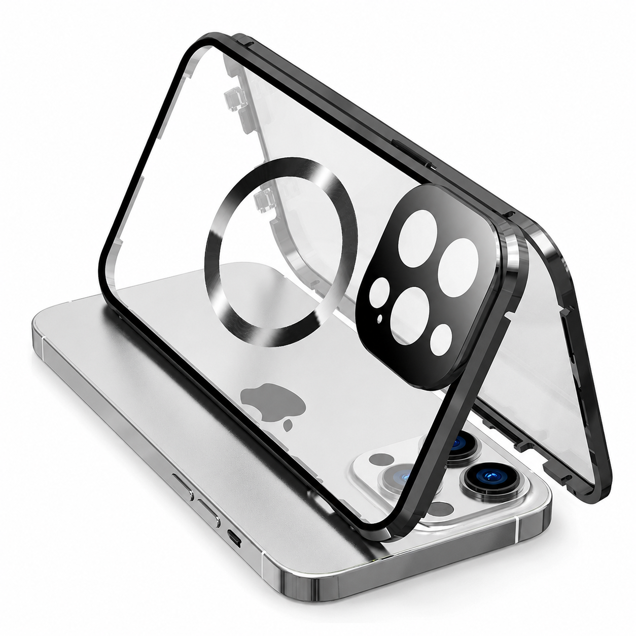 Premium iPhone Case MagSafe Compatible Double-Sided Glass Cover Metal Frame 360° Protection