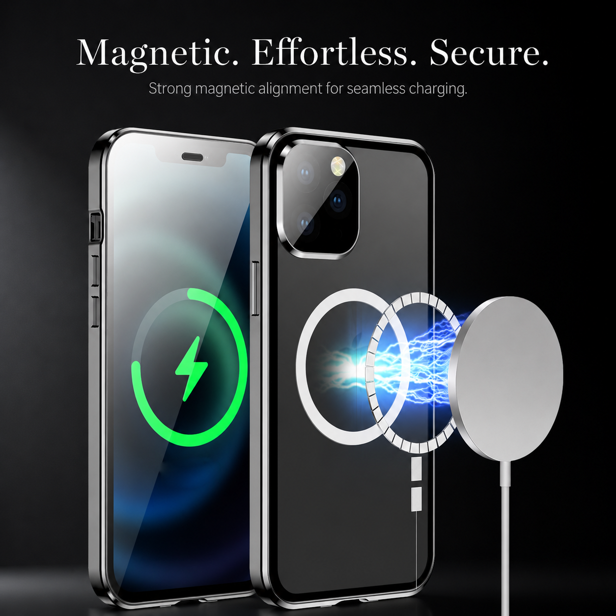 Premium iPhone Case MagSafe Compatible Double-Sided Glass Cover Metal Frame 360° Protection