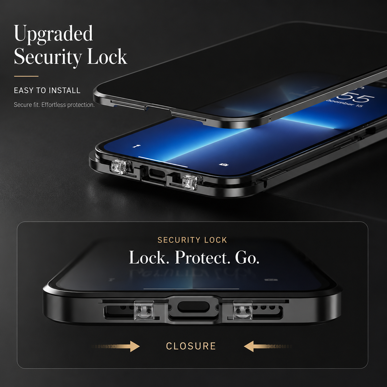 Premium iPhone Case MagSafe Compatible Double-Sided Glass Cover Metal Frame 360° Protection