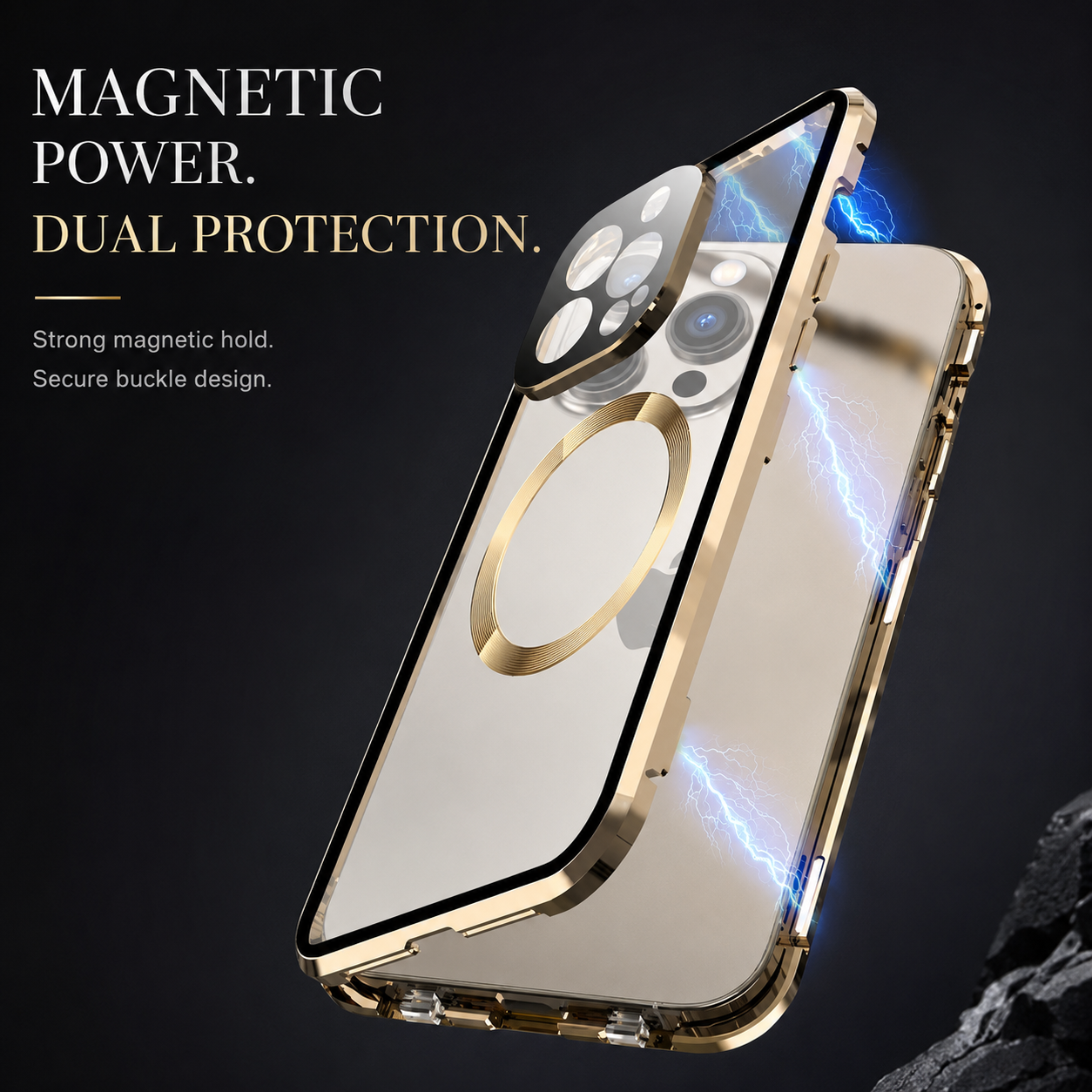 Premium iPhone Case MagSafe Compatible Double-Sided Glass Cover Metal Frame 360° Protection