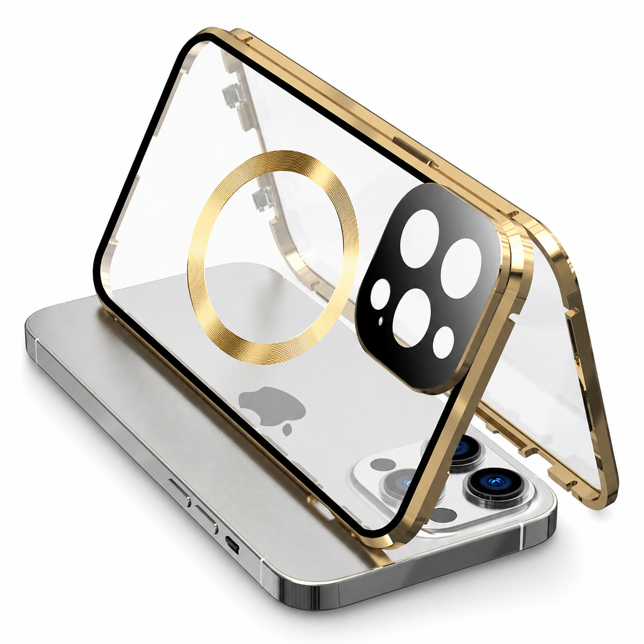 Premium iPhone Case MagSafe Compatible Double-Sided Glass Cover Metal Frame 360° Protection