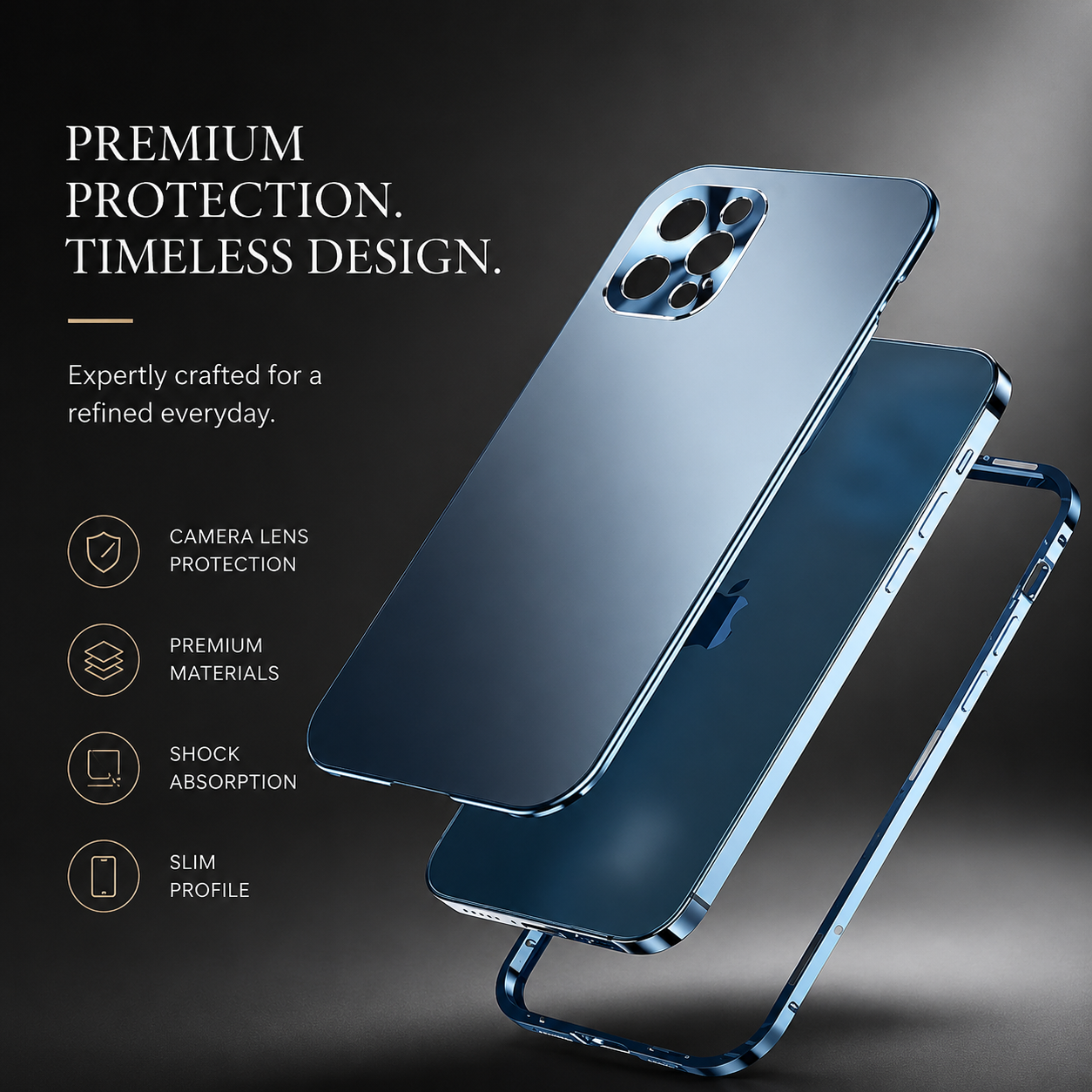 Premium iPhone Case MagSafe Compatible Double-Sided Privacy Glass Cover 360° Full Protection