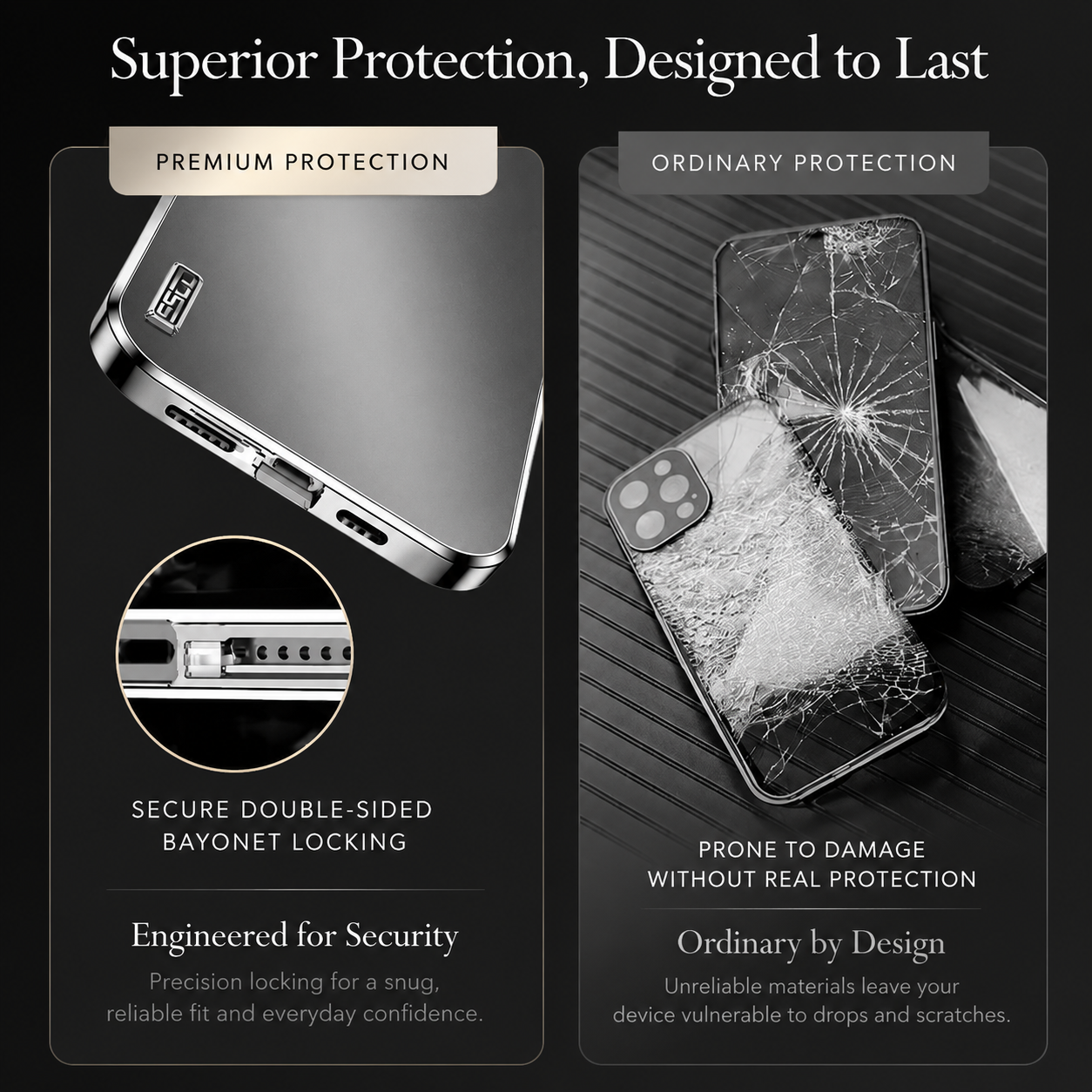 Premium iPhone Case MagSafe Compatible Double-Sided Privacy Glass Cover 360° Full Protection