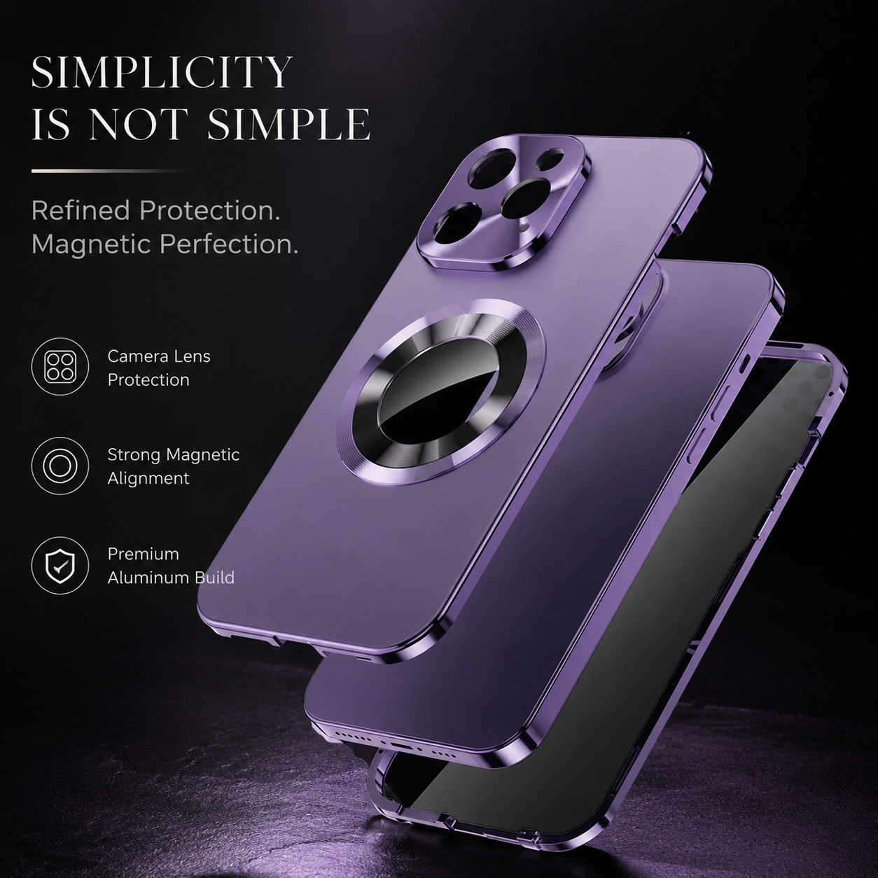 Premium iPhone Case MagSafe Compatible Double-Sided Privacy Glass Cover 360° Full Protection