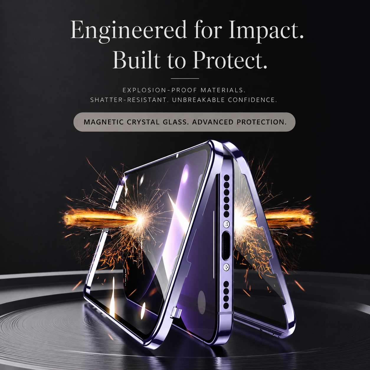 Premium iPhone Case MagSafe Compatible Double-Sided Tempered Glass Cover Metal Frame Full Protection